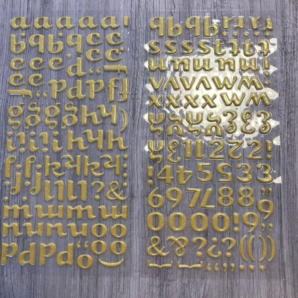 Yellow Puffy Glitter Alphabet Letter Scrapbook Stickers